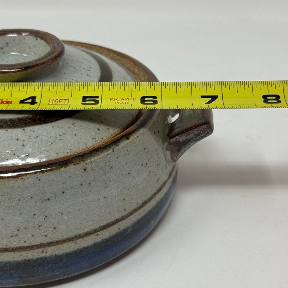 Handmade Ceramic Casserole Pot with Lid Rustic Stoneware Kitchenware Farmhouse - Picture 2 of 11